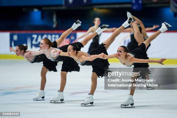 Team Skyliners Junior of the United States compete in the Free Skating during the World Junior Synchronized Skating Championships at Dom Sportova on...