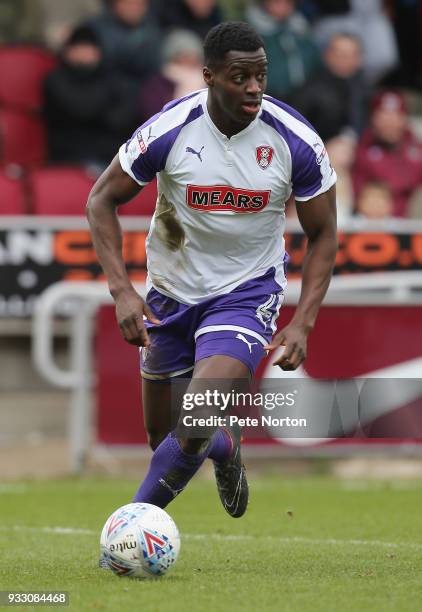 Josh Emmanuel of Rotherham United in action during the Sky Bet League One match between Northampton Town and Rotherham United at Sixfields on March...