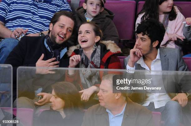 Emma Watson and boyfriend attend the Florida Panthers game against the New York Rangers at Madison Square Garden on November 21, 2009 in New York...