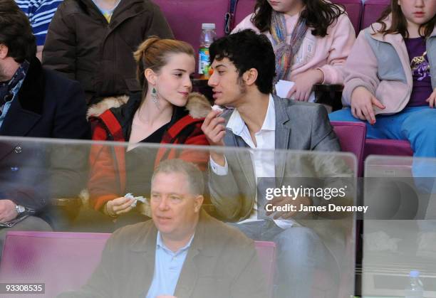 Emma Watson and boyfriend attend the Florida Panthers game against the New York Rangers at Madison Square Garden on November 21, 2009 in New York...