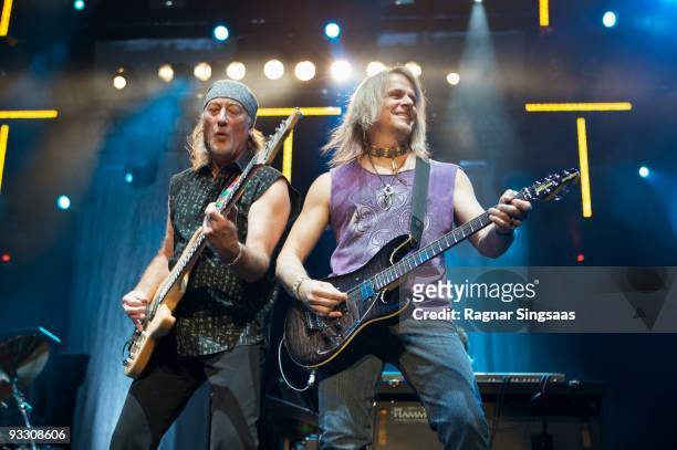 Roger Glover and Steve Morse of Deep Purple perform on November 22, 2009 in Oslo, Norway.