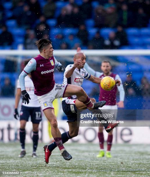 Jack Grealish of Aston Villa during the Sky Bet Championship match between Bolton Wanderers and Aston Villa at the Macron Stadium on March 17, 2018...