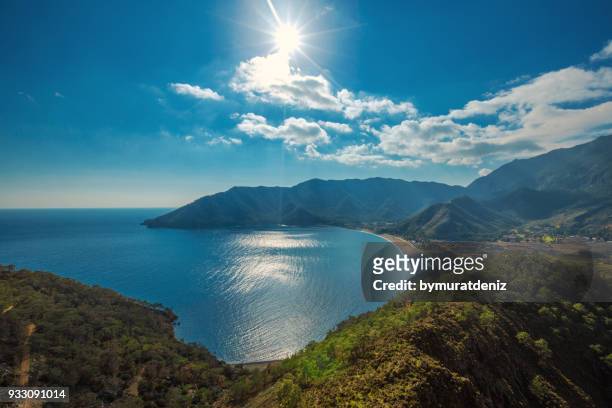 amazing aerial view of adrasan in antalya - antalya stock pictures, royalty-free photos & images