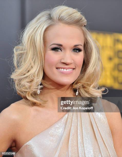 Singer Carrie Underwood arrives at Nokia Theatre L.A. Live on November 22, 2009 in Los Angeles, California.