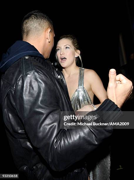 Professional baseball player Alex Rodriguez and actress Kate Hudson backstage at the 2009 American Music Awards at Nokia Theatre L.A. Live on...