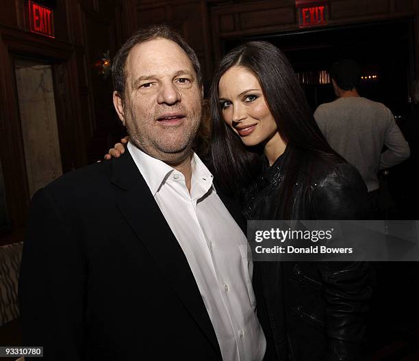 Harvey Weinstein and Georgina Chapman attend a cocktail party following a screening of the Weinstein Company's "A Single Man" at Oak Room on November...