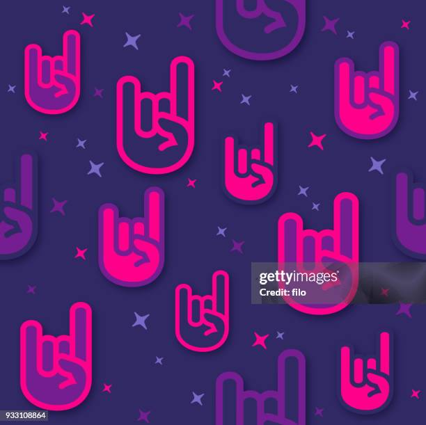 ilustrações de stock, clip art, desenhos animados e ícones de rock on seamless background pattern - rock music