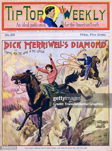 The cover of an issue of the Tip Top Weekly features a story entitled 'Dick Merriwell's Diamond, or Fighting for the Lead in the League' . It is...