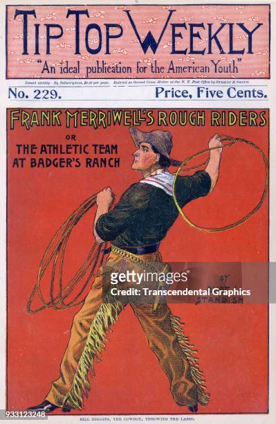The cover of an issue of the Tip Top Weekly features a story entitled 'Frank Merriwell's Rough Riders, or the Athletic Team at Badger's Ranch' . It...