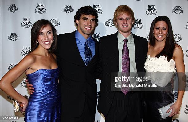 Swimmers Ricky Berens and David Walters and dates during the 2009 USA Swimming Foundation Golden Goggles Awards on November 22, 2009 at the Beverly...