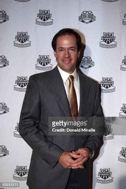 Sports Commentator Dan Hicks poses for photos during the 2009 USA Swimming Foundation Golden Goggles Awards on November 22, 2009 at the Beverly Hills...