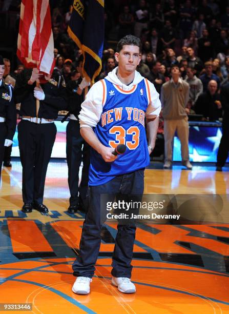 Donnie Klang performs at the Boston Celtics game against the New York Knicks at Madison Square Garden on November 22, 2009 in New York City.