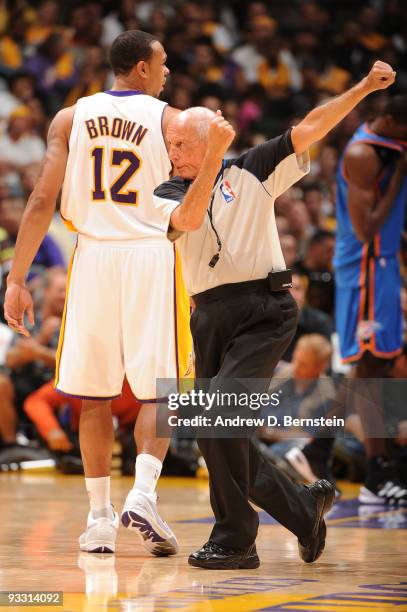 Official Dick Bavetta makes a call during a game against the Oklahoma City Thunder and the Los Angeles Lakers at Staples Center on November 22, 2009...