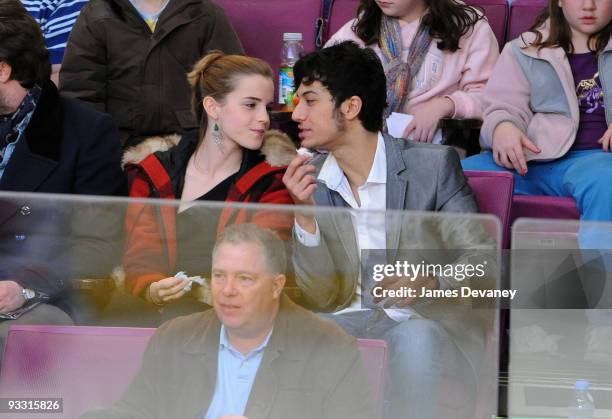 Emma Watson and boyfriend attend the Florida Panthers game against the New York Rangers at Madison Square Garden on November 21, 2009 in New York...