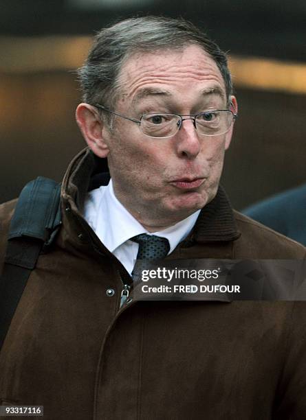 French former co-president of European aerospace group EADS Noel Forgeard arrives at the Palais Brongniart which formerly hosted the French stock...