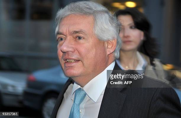 Airbus chief operating officer customers John Leahy arrives at the Palais Brongniart, which formerly hosted the French stock exchange, on November...