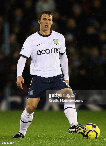 Stephen Warnock of Aston Villa in action during the Barclays Premier League match between Burnley and Aston Villa at Turf Moor on November 21, 2009...
