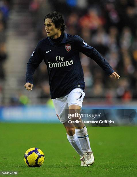 Tomas Rosicky of Arsenal during the Barclays Premier League match between Suderland and Arsenal at The Stadium of Light on November 21, 2009 in...