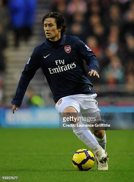 Tomas Rosicky of Arsenal during the Barclays Premier League match between Suderland and Arsenal at The Stadium of Light on November 21, 2009 in...