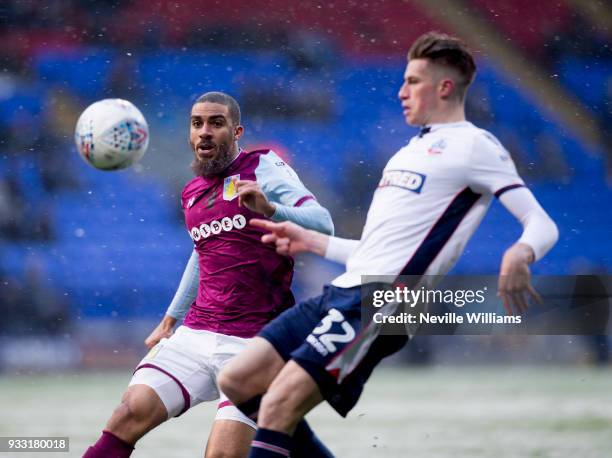 Lewis Grabban of Aston Villa during the Sky Bet Championship match between Bolton Wanderers and Aston Villa at the Macron Stadium on March 17, 2018...