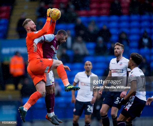 Lewis Grabban of Aston Villa during the Sky Bet Championship match between Bolton Wanderers and Aston Villa at the Macron Stadium on March 17, 2018...