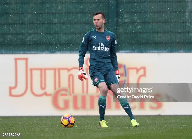 Dejan Iliev of Arsenal during the match between Arsenal U23 and Chelsea U23 at London Colney on March 17, 2018 in St Albans, England.