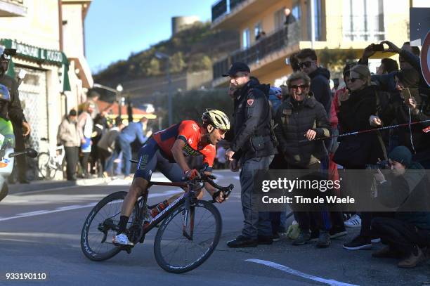 Vincenzo Nibali of Italy and Team Bahrain-Merida, attack on the Poggio Di Sanremo 160m during the 109th Milan-Sanremo 2018 a 291km race from Milan to...