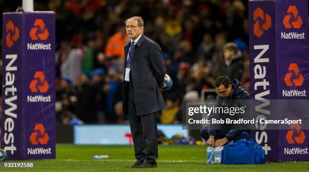 France's Head Coach Jacques Brunel during the NatWest Six Nations Championship match between Wales and France at Principality Stadium on March 17,...