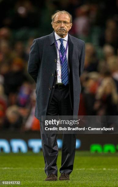France's Head Coach Jacques Brunel during the NatWest Six Nations Championship match between Wales and France at Principality Stadium on March 17,...