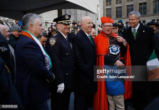 Congressman Peter King, NYPD Chief of Department, Terence Monahan, NYPD Commissioner, James O'Neill, Cardinal Timothy Doaln and New York City Mayor,...