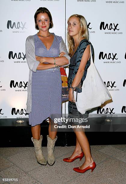 Matilda Brown and Fiona Trick arrive at the Max Sessions: Ben Harper and Relentless 7 concert at the Sydney Opera House on November 23, 2009 in...