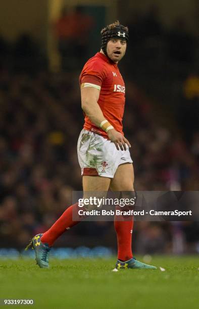 Wales' Leigh Halfpenny during the NatWest Six Nations Championship match between Wales and France at Principality Stadium on March 17, 2018 in...