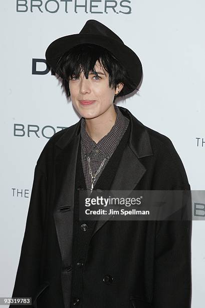 Model Agyness Deyn attends the Cinema Society and DKNY Men screening of "Brothers" at the SVA Theater on November 22, 2009 in New York City.