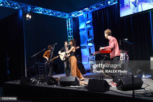 Mati Gilad, Gil Landau, Yael Shoshana Cohen, and Rami Osservaser of Lola Marsh perform onstage at International Day Stage during SXSW on March 17,...