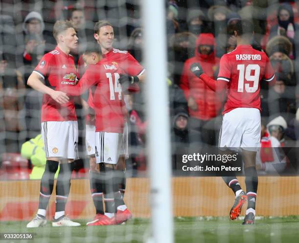 Nemanja Matic of Manchester United celebrates scoring their second goal during the Emirates FA Cup Quarter Final match between Manchester United and...