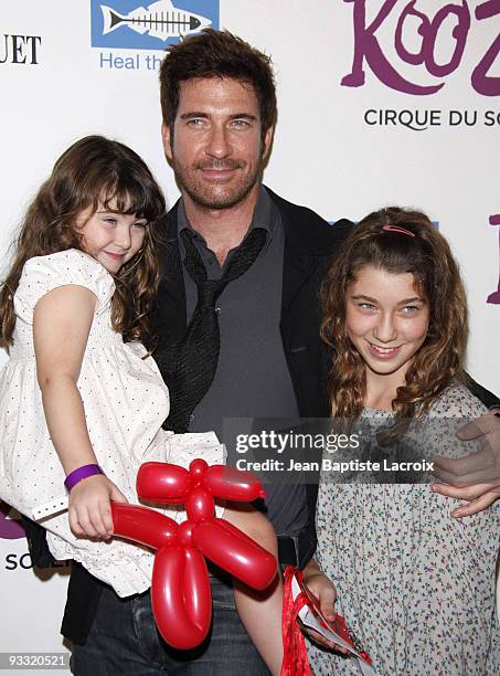 Dylan McDermott, daughters Colette and Charlotte arrive for the Cirque Du Soleil Opening Night Gala For Kooza at Santa Monica Pier on October 16,...