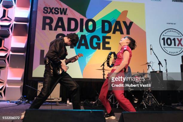Parker Silzer and Chloe Chaidez of Kitten perform onstage at 101x during SXSW at Radio Day Stage on March 17, 2018 in Austin, Texas.