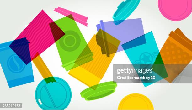 disposable plastic coffee cups - plastic sheet stock illustrations