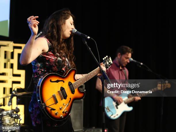 Terra Lightfoot and Maury LaFoy perform onstage at Saturday International Artist Showcase at Flatstock during SXSW at Austin Convention Center on...