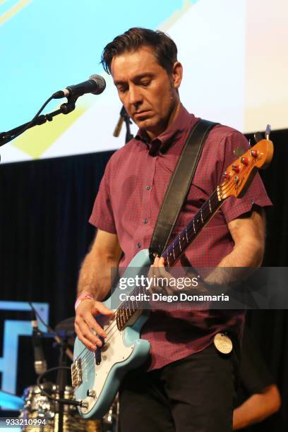 Maury LaFoy performs with Terra Lightfoot onstage at Saturday International Artist Showcase at Flatstock during SXSW at Austin Convention Center on...