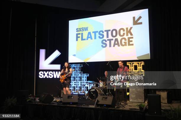 Terra Lightfoot, Joel Haynes, and Maury LaFoy perform onstage at Saturday International Artist Showcase at Flatstock during SXSW at Austin Convention...