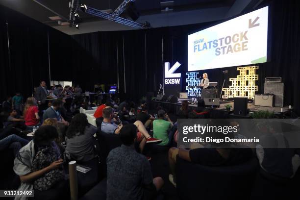 Machina performs onstage at Saturday International Artist Showcase at Flatstock during SXSW at Austin Convention Center on March 17, 2018 in Austin,...