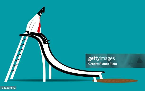 geschäftsmann, immer bereit, in den schlamm schieben - rutsche stock-grafiken, -clipart, -cartoons und -symbole