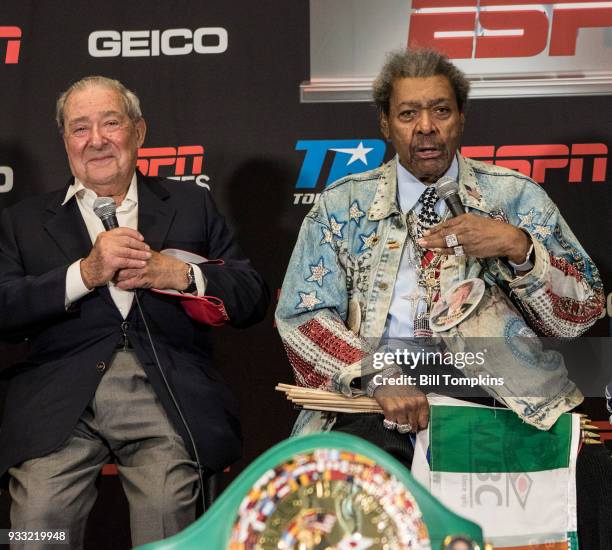 Boxing promoters Bob Arum and Don King host the Final Press Conference for the Jose Ramirez vs Amir Imam Super Lightweight fight at Madison Square...