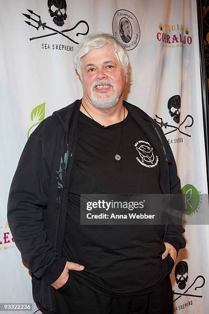 Captain Paul Watson arrives to the Sea Shepherd Unveiling at James Costa's Hollywood home on October 17, 2009 in Los Angeles, California.