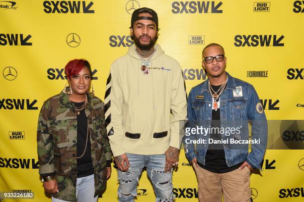 Rapsody, Dave East and T.I. Attend the red carpet premiere of "Rapture" during SXSW 2018 at Paramount Theatre on March 17, 2018 in Austin, Texas.