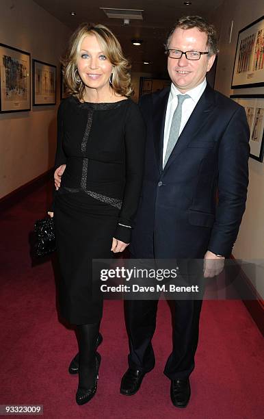 Kirsty Young and Nick Jones attend the reception ahead of the London Evening Standard Theatre Awards, at the Royal Opera House on November 23, 2009...