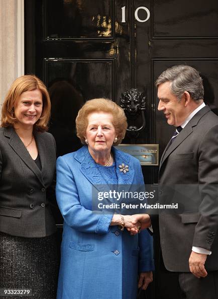 Gordon Reece Thatcher Prime Minister Gordon Brown and his wife Sarah greet Lady Thatcher at ...