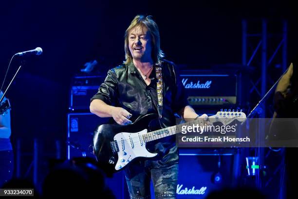 British singer Chris Norman performs live on stage during a concert at the Tempodrom on March 17, 2018 in Berlin, Germany.