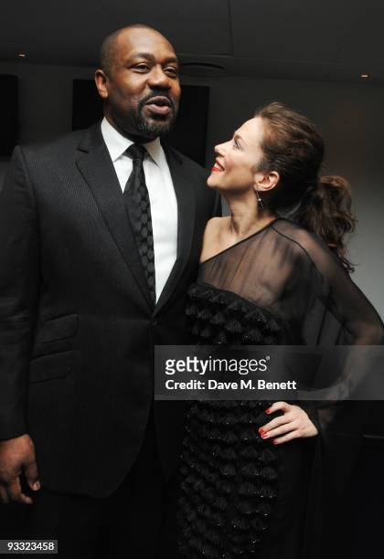 Lenny Henry and Anna Friel attend the reception ahead of the London Evening Standard Theatre Awards, at the Royal Opera House on November 23, 2009 in...